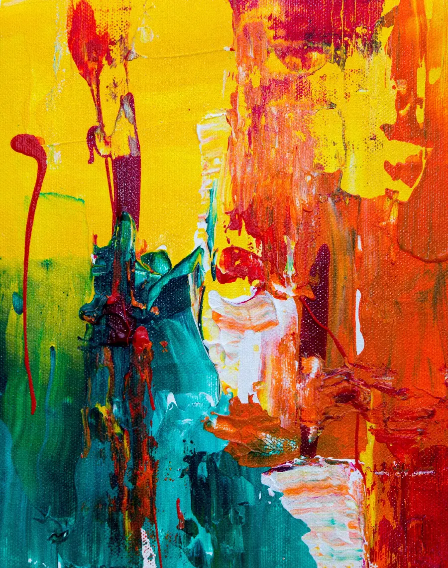 Abstract Expressionism Painting in Colorful Acrylic 