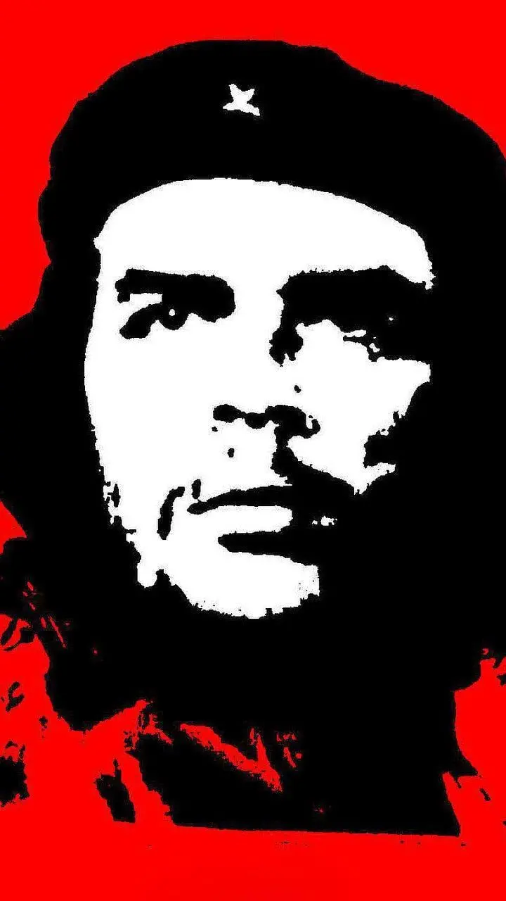 Ernesto Che Guevara black and white wallpaper with red background