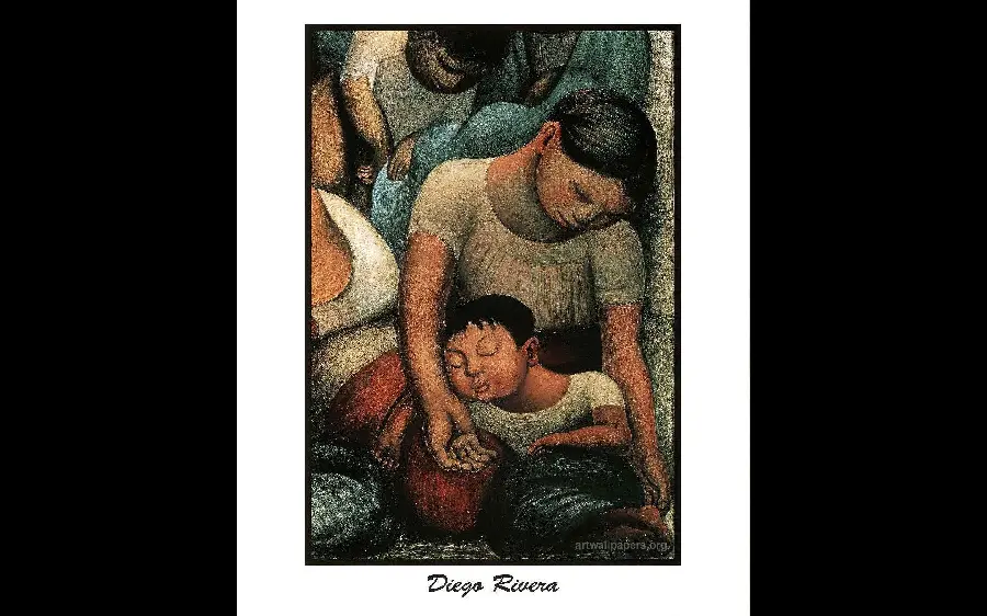 Photo of a thought-provoking painting called The Night of the Poor by Diego Rivera