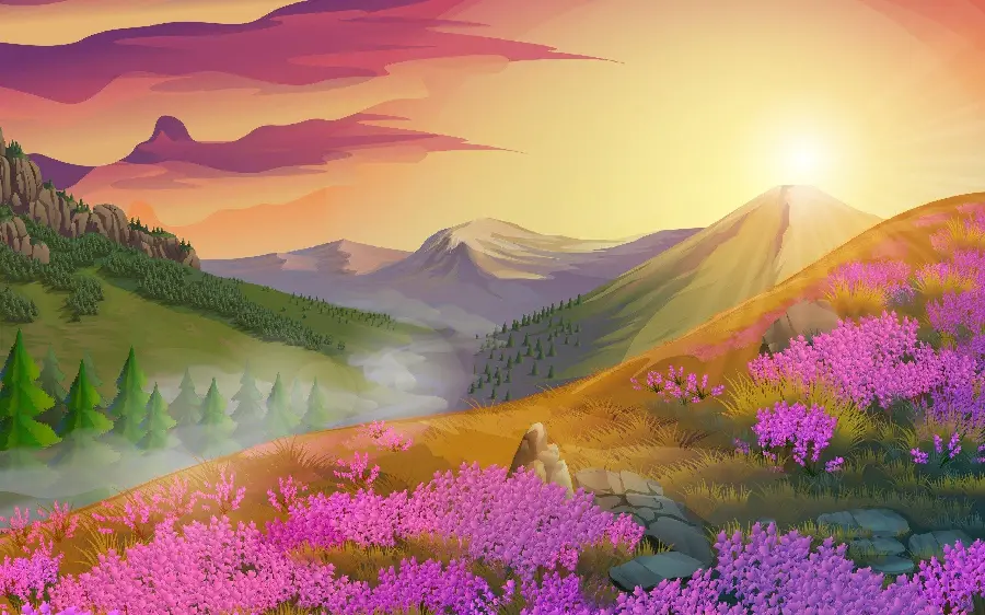 A Korean and anime style nature painting suitable for poster printing