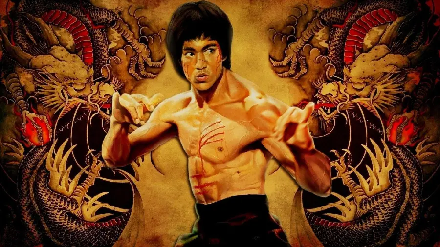 Background image of Bruce Lee in the movie Enter the Dragon 
