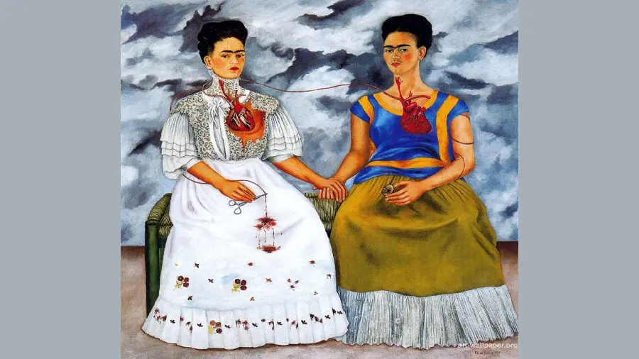 Painting of the Two Fridas 1939 by Frida Kahlo (Los Dos Fridas)