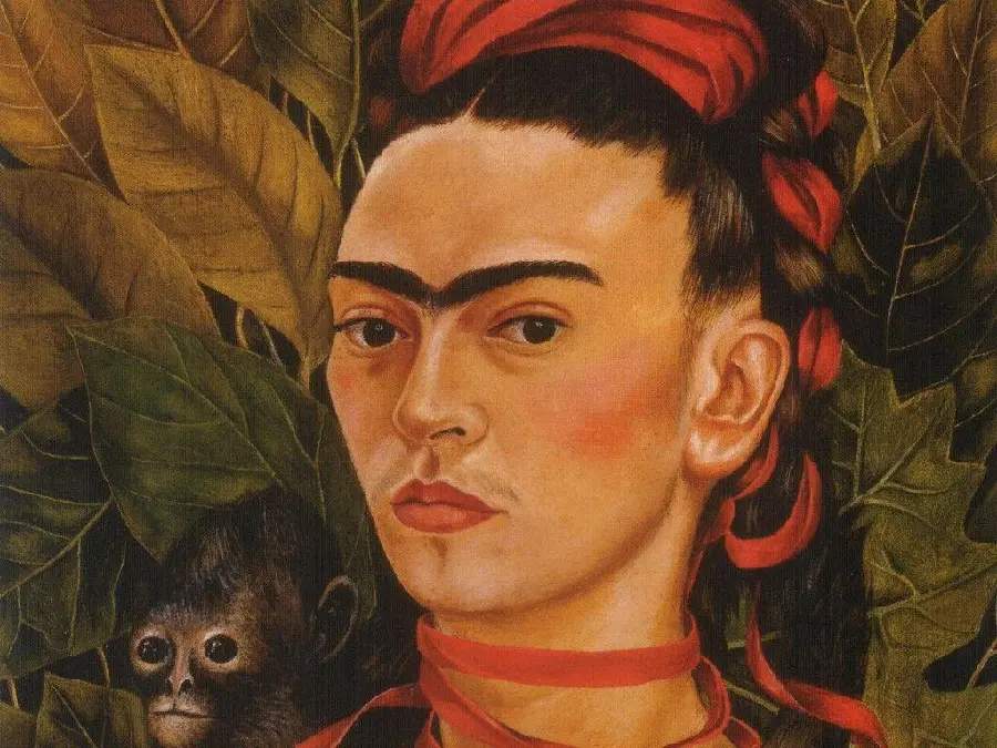 Painting Self-Portrait with Monos (Monkeys) by Frida Kahlo 1940 Sweden