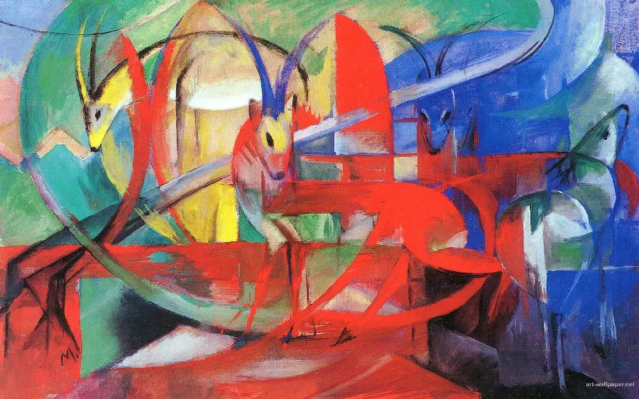 Wallpaper of deer painting by French Russian painter Marc Chagall
