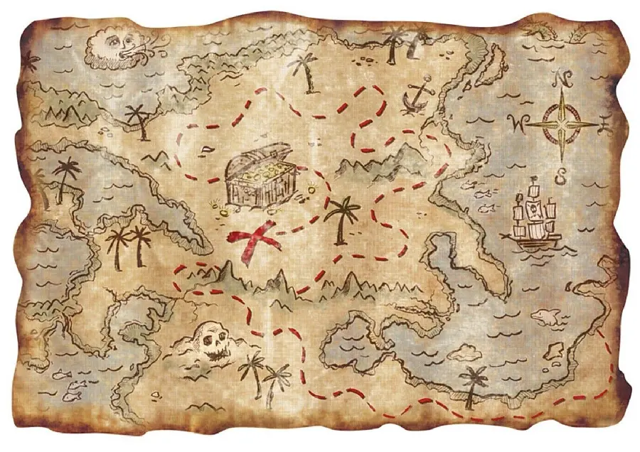Image of the real old treasure map in excellent quality 