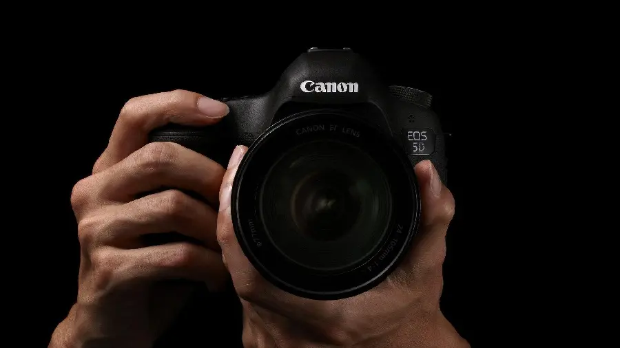 High crop profile photo of Canon camera for 4K video and photography