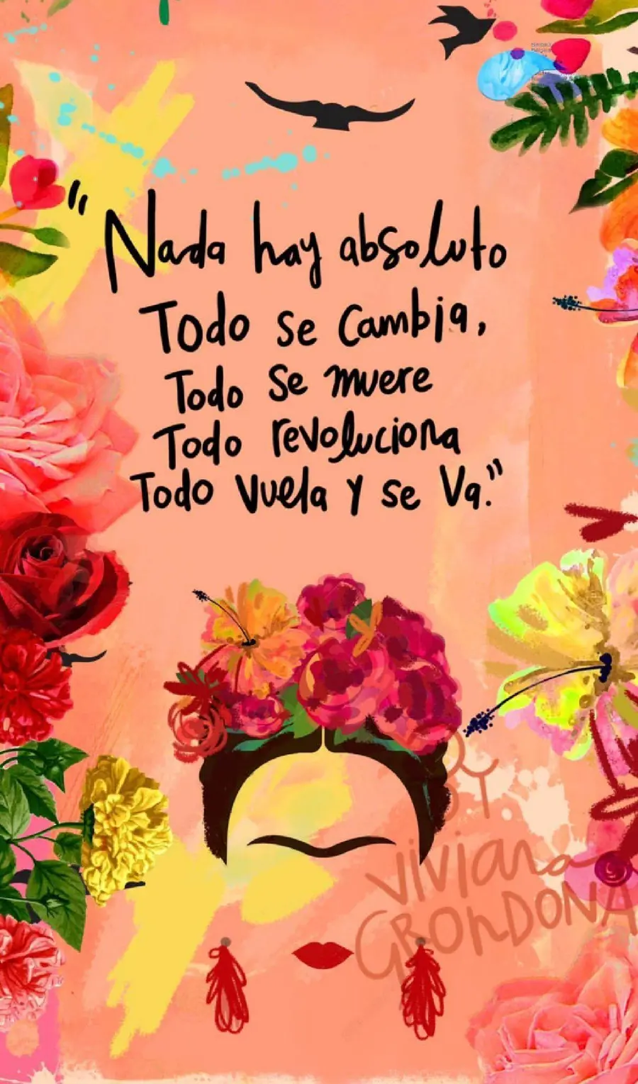 Download the incredibly attractive wallpaper of Frida's design with text