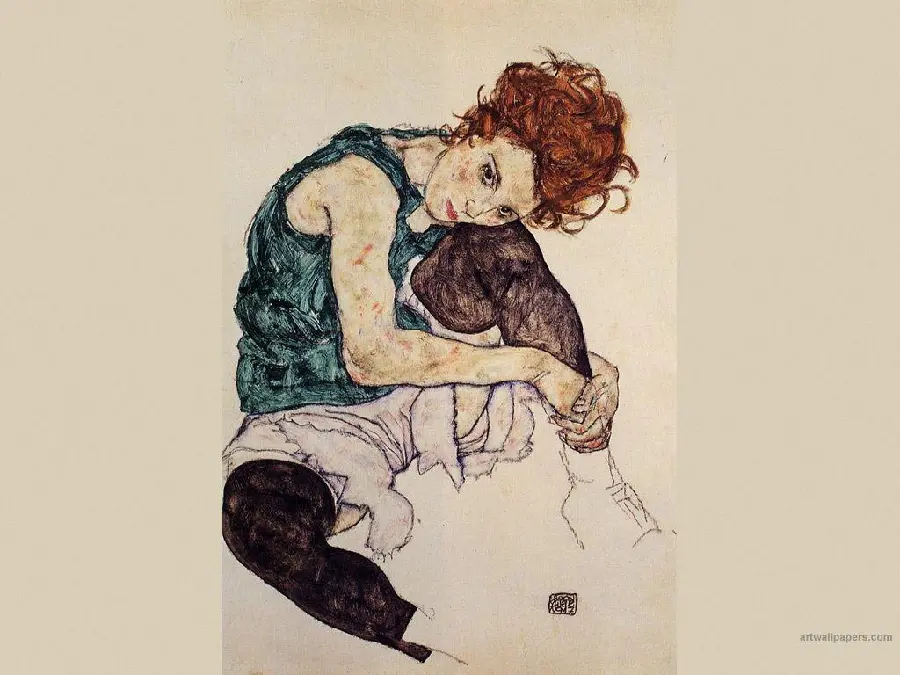 Photo of the painting Adele Hormuz Seated Woman with Stretched Legs by Egon Schiele