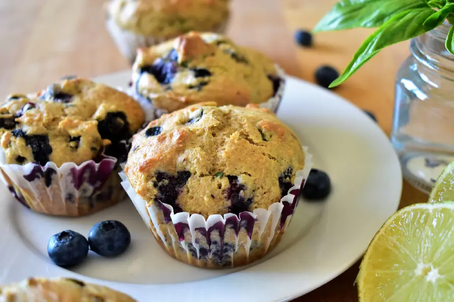 Download Stock Photo Blueberry Muffins on a Plate for Breakfast 