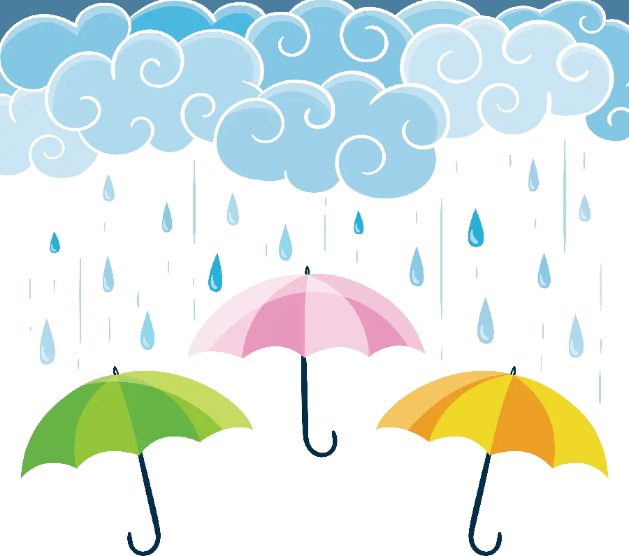Cute and minimal profile picture and wallpaper of colorful umbrellas under the rain