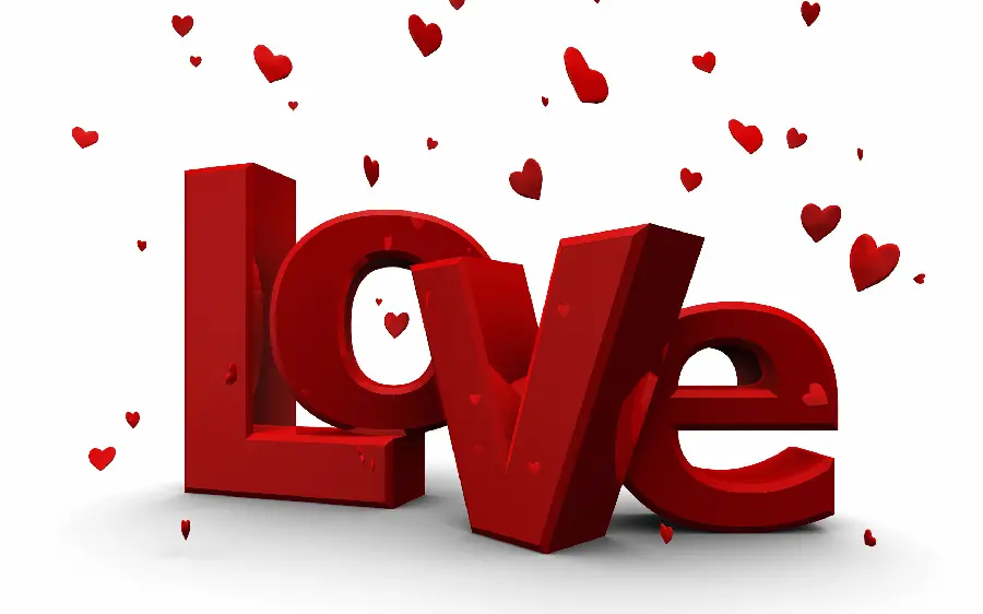 3D image with LOVE design on white background for Photoshop 