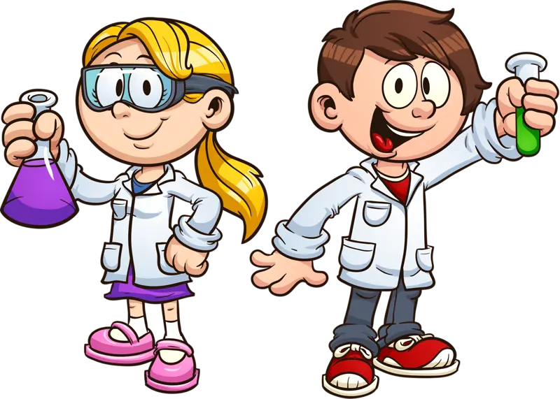 Download little scientists photo girl and boy PNG png