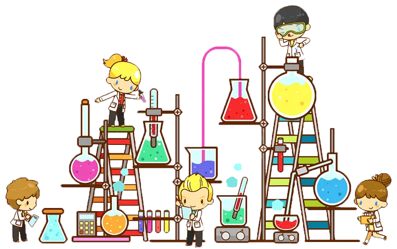 Teleported and PNG graphic image with a chemistry lab equipment design