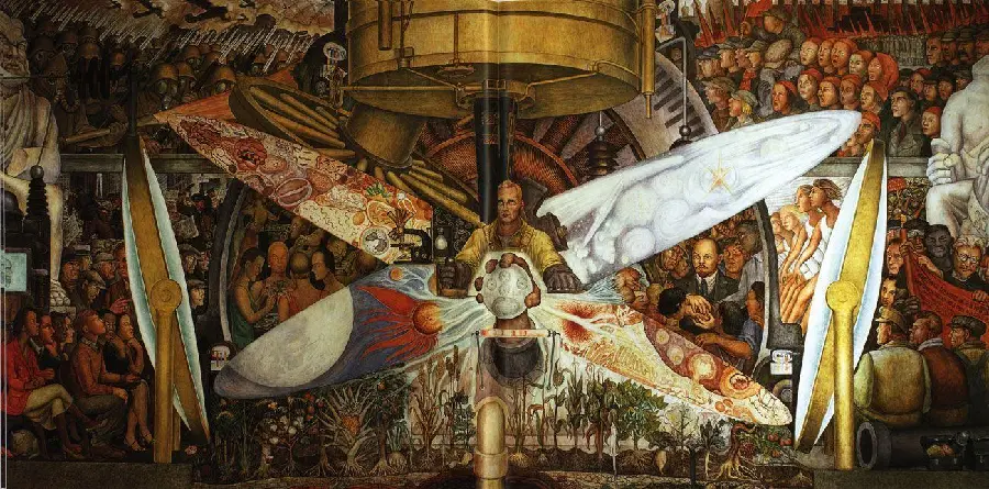 Photo of works and paintings by Diego Rivera, the famous Mexican artist