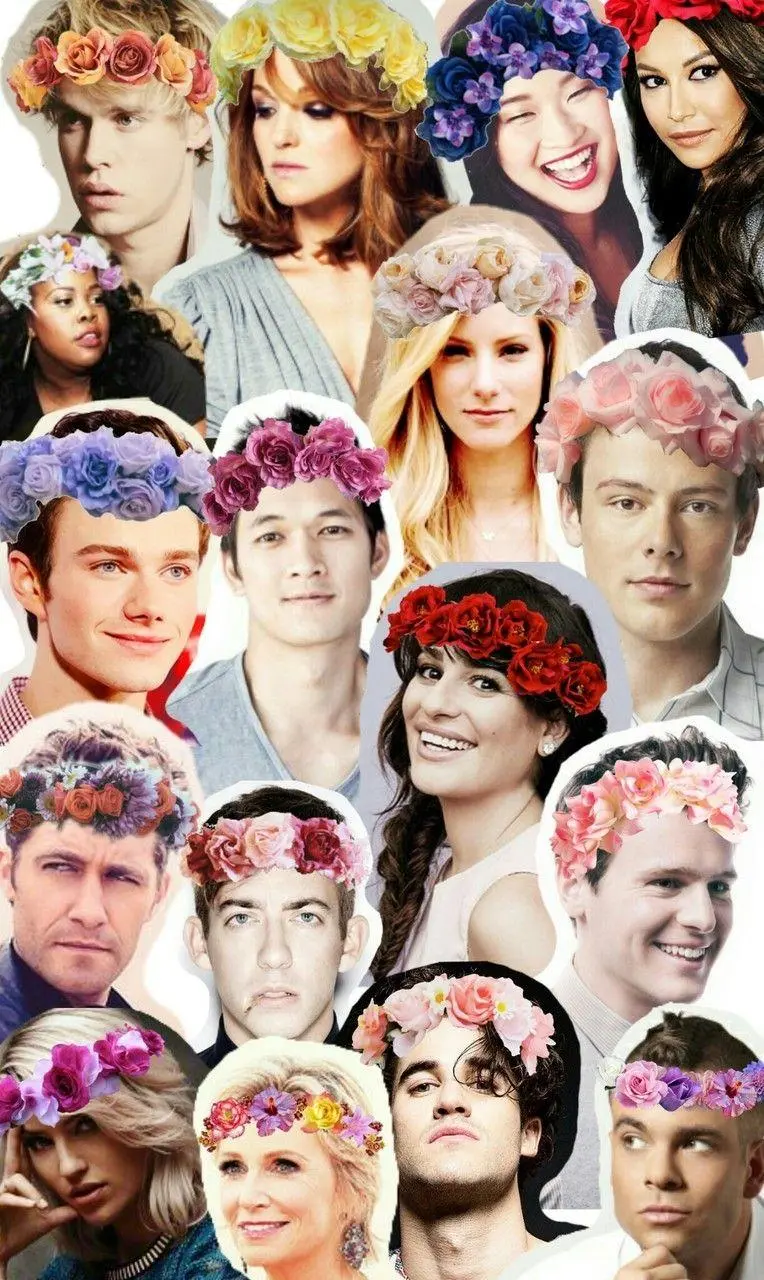 Download the multi-piece photo and trendy collage of movie and music stars with flower headbands