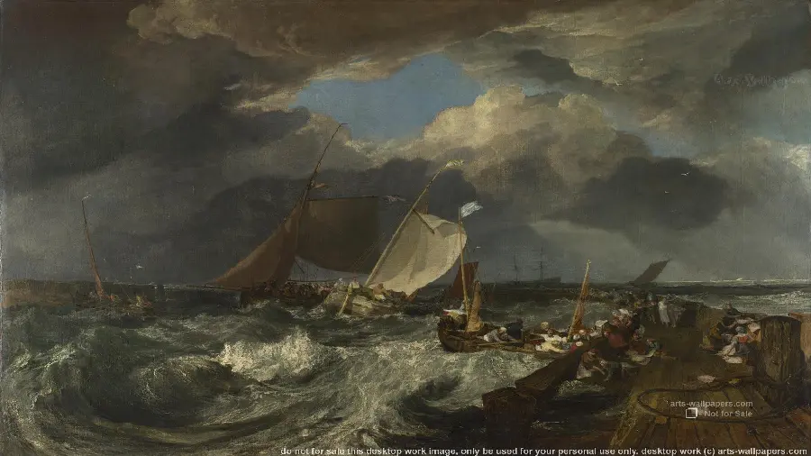 Photo of Rembrandt's painting with the theme of Storm at Sea 