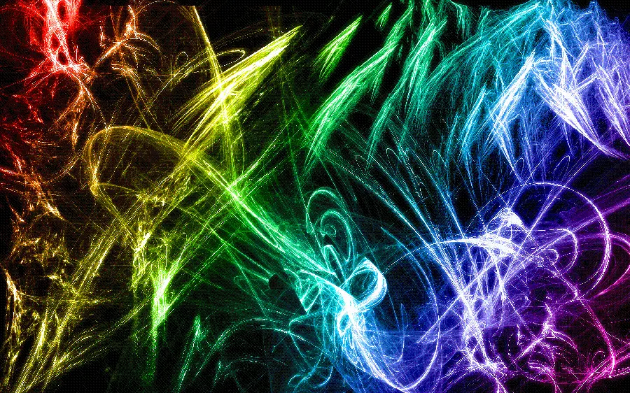 Colorful Lights Wallpaper on Black Background in Abstract Design