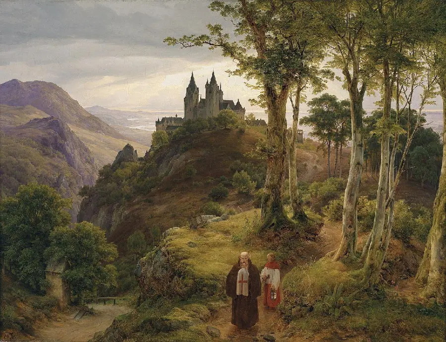 Photo of a painting drawn by a spiritual and religious father in the Romanticism style