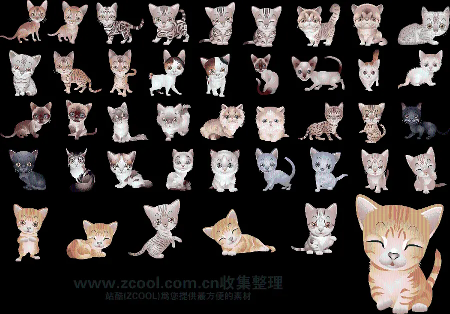 Download PNG images of cute and sweet cat drawings 