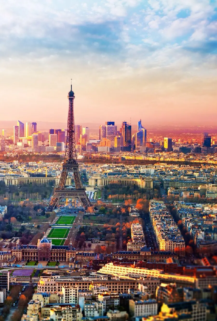 Very beautiful photography of the top view of the luxurious city of Paris in Europe