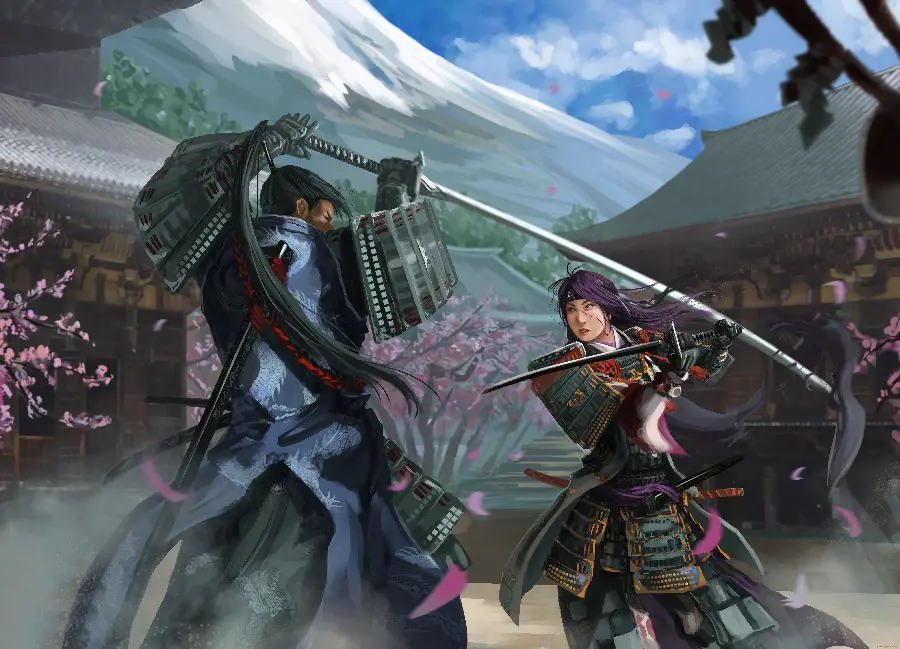 4k quality graphic image of samurai or elite warriors fighting