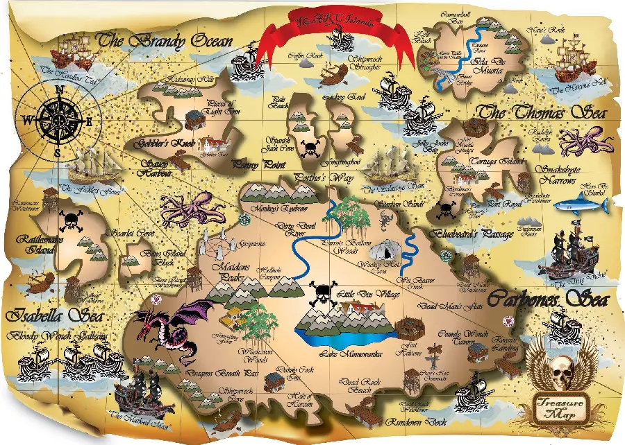 The Most Complex Pirate Treasure Map Image in HD Quality