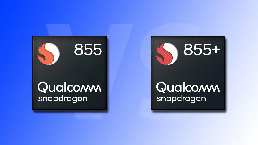 Photo of Snapdragon 855 processor on a blue background