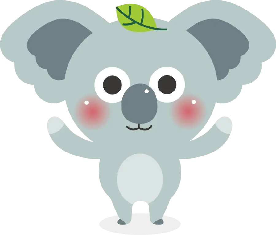 Koala on eucalyptus tree branch in PNG format and without background