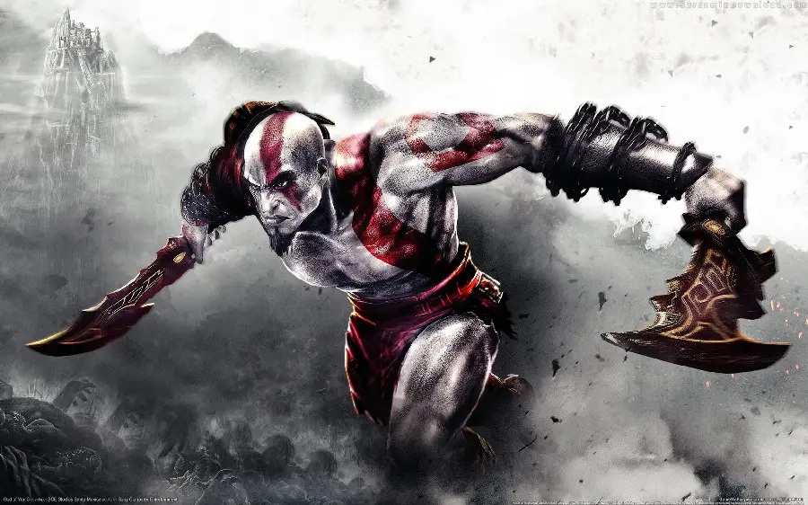 Background image from the exciting computer game God of War for gamers