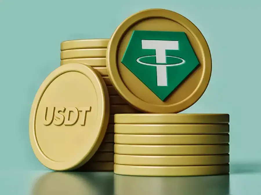 High quality computer graphic image of coin with Tether logo designHigh T and simple monochrome background 