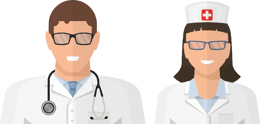 Download png and cropped image of a male and female nurse
