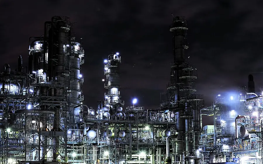 High Quality Industrial Factory Background in the Night Sky