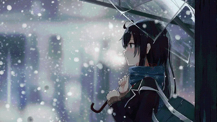 Girl's profile picture with an umbrella design Cute and fantasy anime 