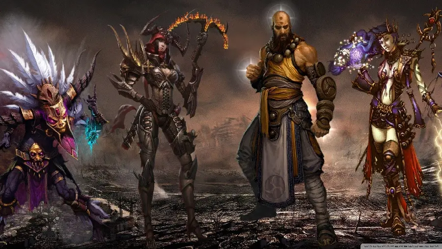 Wallpaper of 4 creepy characters from the fascinating game Diablo