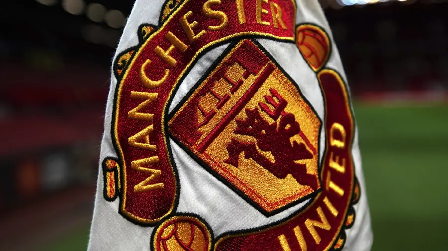 Special Image of Manchester United Logo on White Flag with Excellent Quality