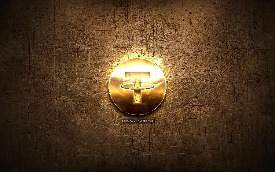 High quality Tether gold background, the trending digital currency of 2023 and 2024 