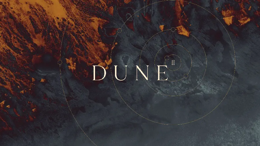 Graphic background photo from the fantasy adventure movie Dune 2