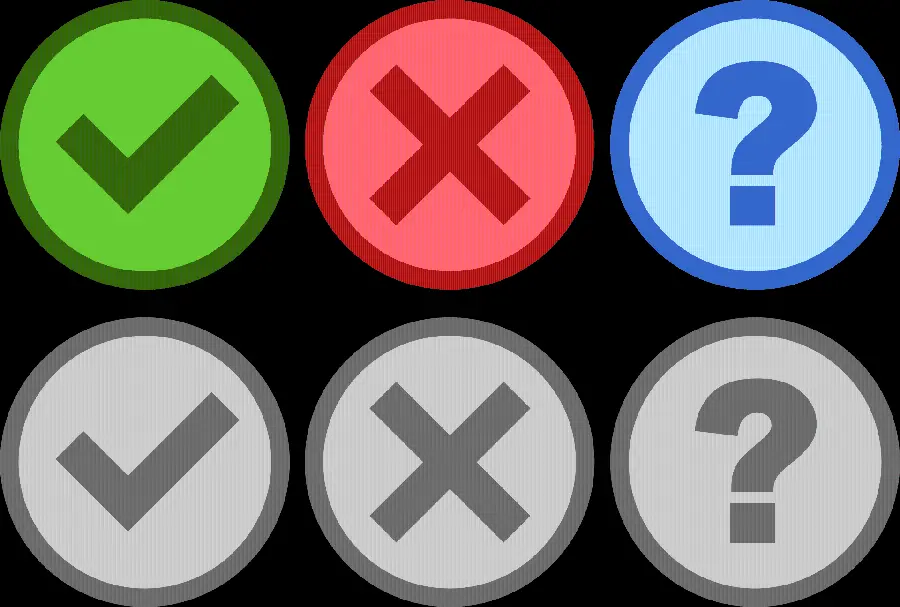 PNG image of correct and incorrect signs or ticks and crosses