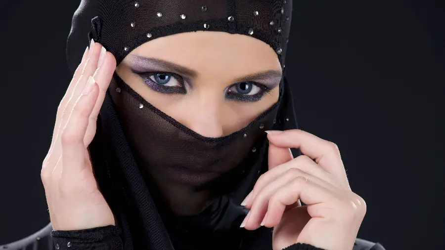 Quality stock for a profile with a girl with a black and attractive veil