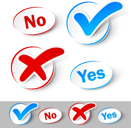 Download free PNG image of graphic blue and red ticks and crosses with typed version 