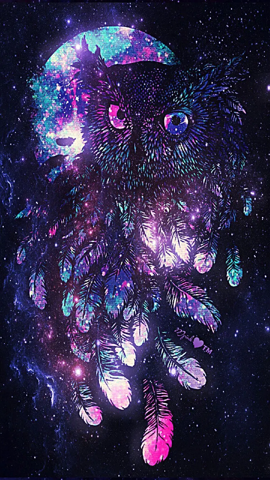 Very beautiful background image of a surrealism owl suitable for phone backgrounds