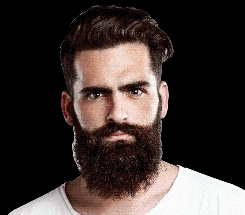 Photo without background of a man with a beard and mustache and PNG format