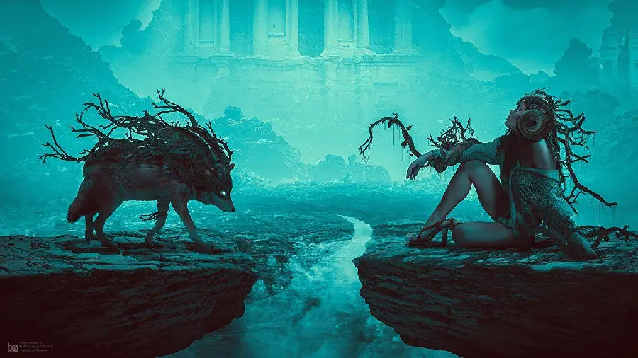 Frightening and Scary Animal Wallpaper in Surrealism Style Surrealism