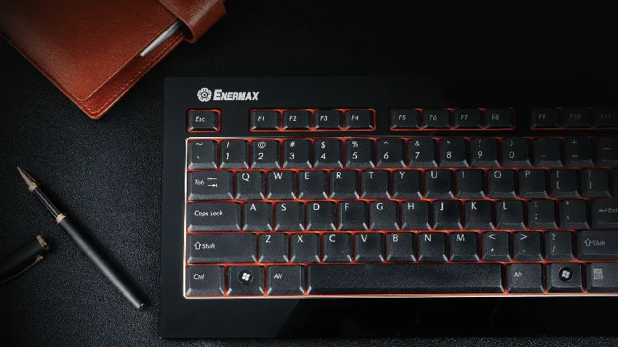 Business Profile Image with Keyboard Design on Dark Background