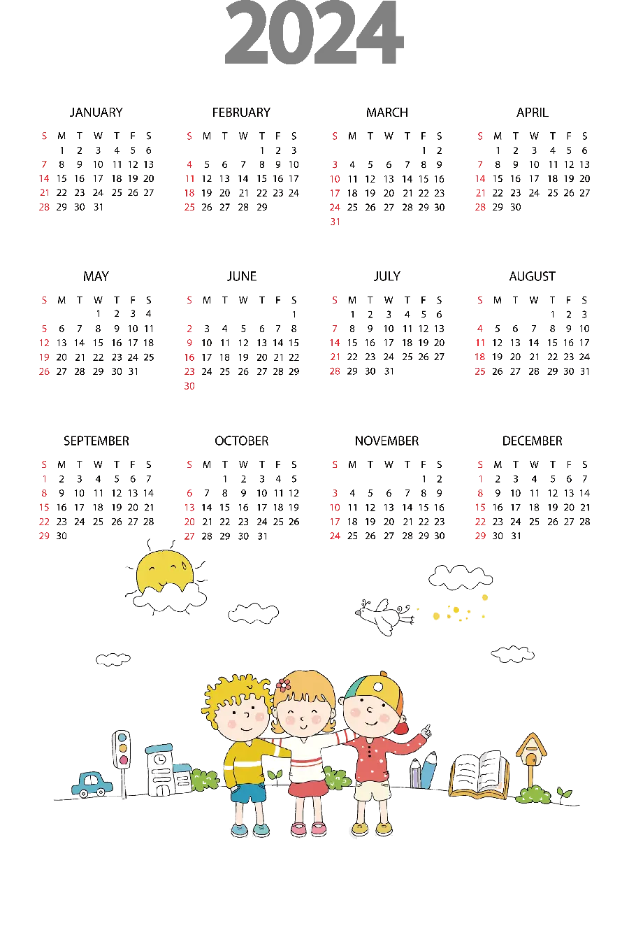 Wallpaper from the Gregorian calendar 2024 with a beautiful and beautiful design