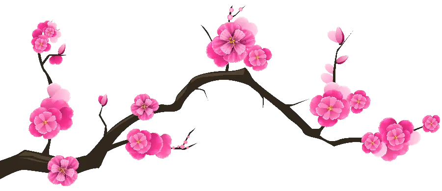 Image of a pink blossom of fruit on a tree branch with a cutout NG 