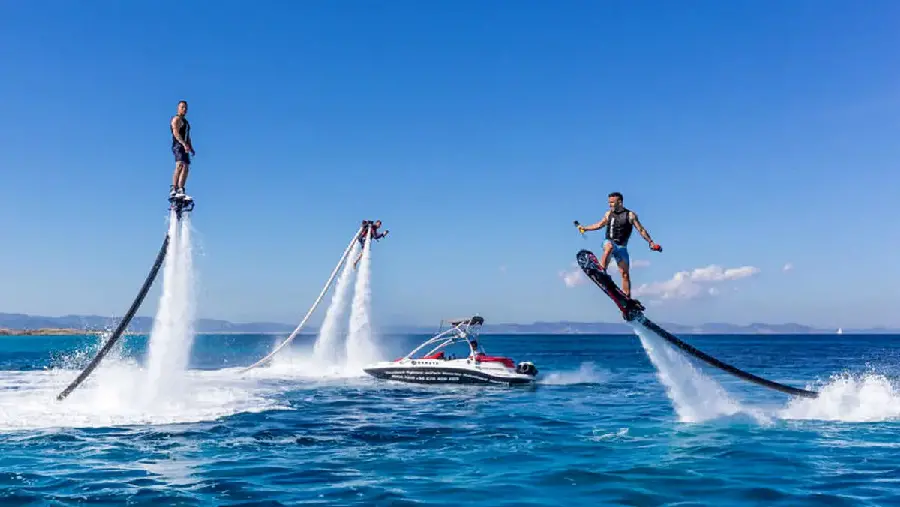 Photo taken of the exciting sport of flyboarding on Kish Island