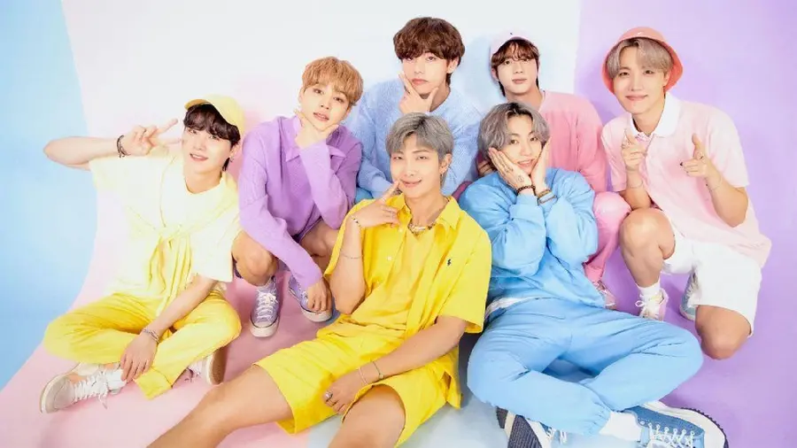 BTS desktop wallpaper with cheerful colorful clothes