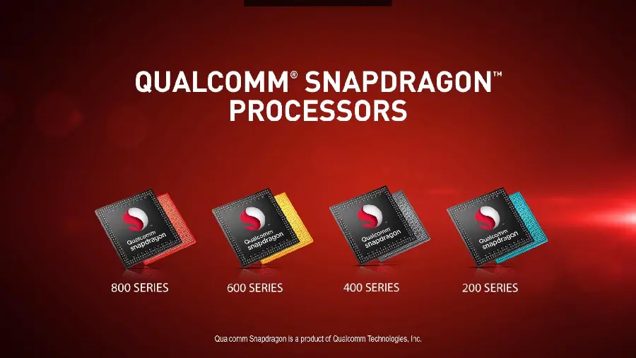Image of Snapdragon processors on a red background