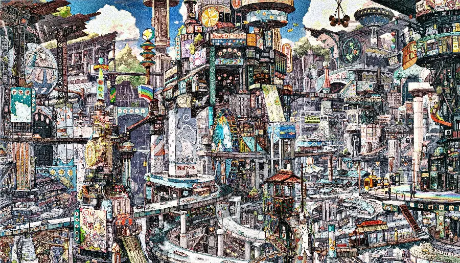 Crowded image of untidy short and tall building designs 